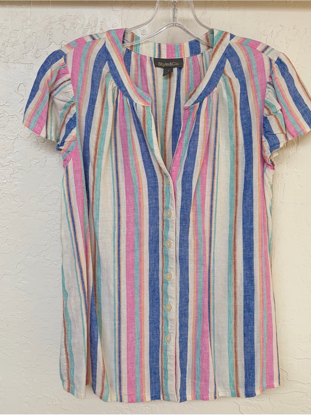 Style & Co. Button Down Stripes Top
